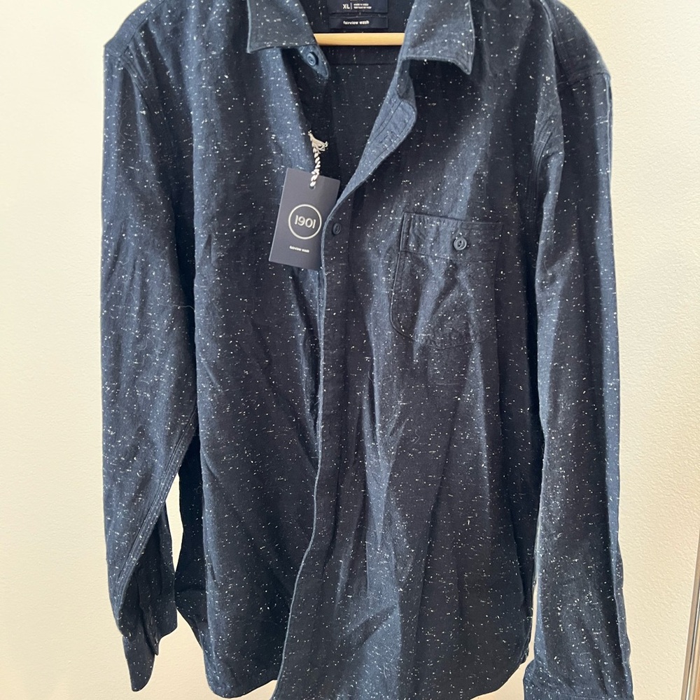 1901 Men's Casual Button Down Shirt - Navy Speckled